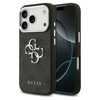 Obal Guess PU 4G Metal Logo Apple iPhone 17 Pro Max strieborno GUHCP17XP4G4SMCK čierny