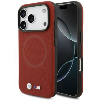 Obal BMW M FW Metal Logo Apple iPhone 17 Pro BMHMP17L25PFWSMR červený