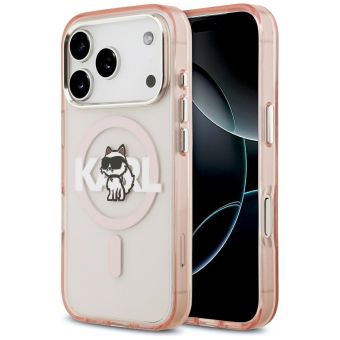 KARL LAGERFELD IPHONE 17 Pro compatible with MagSafe KLHMP17LHGCHGKBP (IML Choupette Sketch Logo) pink