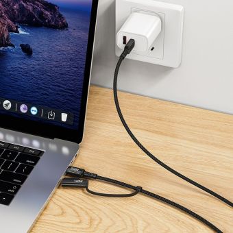 Kábel 2in1 USB-C/USB C/Mag3 Hoco 240W 1,8 m U142 - čierny