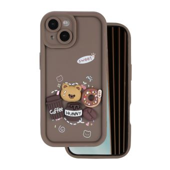 Trendy 3D TPU iPhone 15 Coffee - hnedé
