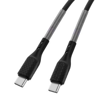 Opletený kábel ForCell F-ENERGY Carbon CB-04C PD QC4.0 5A 100W 1 m USB-C/USB-C - čierny