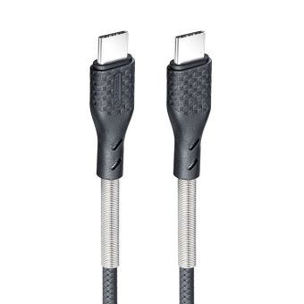 Opletený kábel ForCell F-ENERGY Carbon CB-04C PD QC4.0 5A 100W 1 m USB-C/USB-C - čierny
