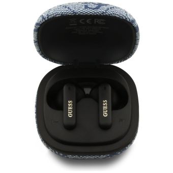 Guess PU 4G Metal Logo ENC TWS bezdrôtové slúchadlá GUTWST3P4EGB modré