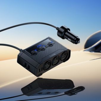 Autonabíjačka Hoco 2xUSB A  Plus 2xUSB C Plus3x cigarette lighter ports PD QC3.0 240W Z64 - čierna