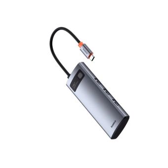 Baseus Metal Gleam Series USB-C HUB 7v1 sivý