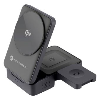 Bezdrôtová nabíjačka Forcell F-Energy 3v1 Flex Pro Qi2 MagSafe (F-05) - strieborná
