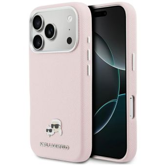 Obal Karl Lagerfeld PU Karl and Choupette Heads Pins MagSafe Apple iPhone 17 Pro Max KLHMP17X6PFKCLP ružový