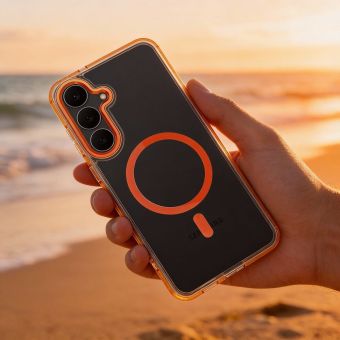 Obal FRAME CLEAR HYBRID MAG COVER MagSafe Motorola Moto G86 5G oranžový