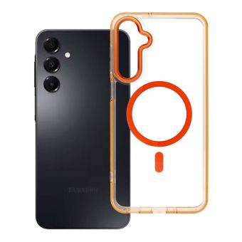 Obal FRAME CLEAR HYBRID MAG COVER MagSafe Samsung Galaxy A16 4G A165/A16 5G A166 oranžový
