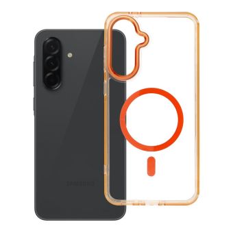 Obal FRAME CLEAR HYBRID MAG COVER MagSafe Samsung Galaxy A36 5G A366 oranžový