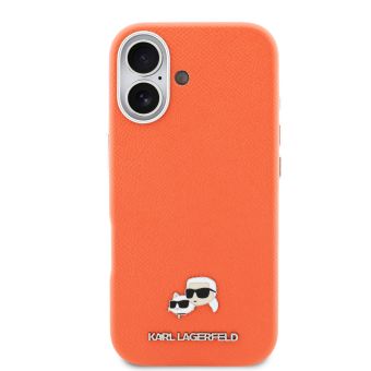 Obal Karl Lagerfeld PU Karl and Choupette Heads Pins MagSafe Apple iPhone 17 KLHMP17S6PFKCLO oranžový