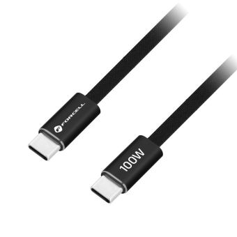 Forcell F-Energy Cafule Flat CCFN23, USB-C/USB-C, QC4.0 PD 5A 100W, 1.2m, čierny