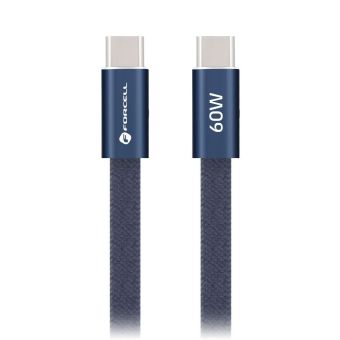 Forcell F-Energy Cafule Flat CCFN23, USB-C/USB-C, QC4.0 PD 3A 60W, 1.2m, modrý