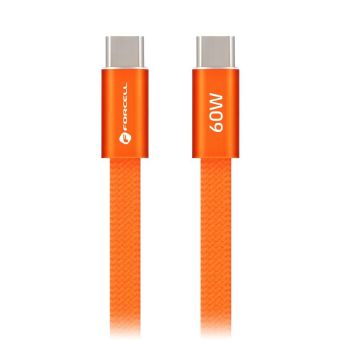 Forcell F-Energy Cafule Flat CCFN23, USB-C/USB-C, QC4.0 PD 3A 60W, 1.2m, oranžový