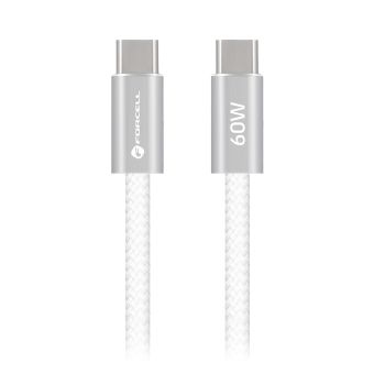 Forcell F-Energy Cafule Flat CCFN23, USB-C/USB-C, QC4.0 PD 3A 60W, 1.2m, biely