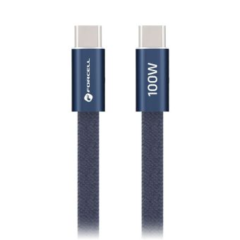Forcell F-Energy Cafule Flat CCFN23, USB-C/USB-C, QC4.0 PD 5A 100W, 1.2m, modrý