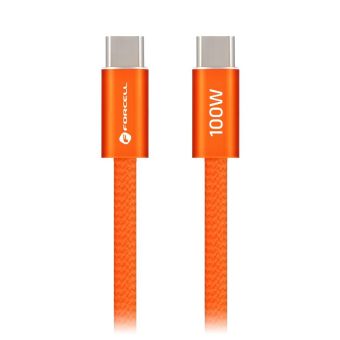 Forcell F-Energy Cafule Flat CCFN23, USB-C/USB-C, QC4.0 PD 5A 100W, 1.2m, oranžový