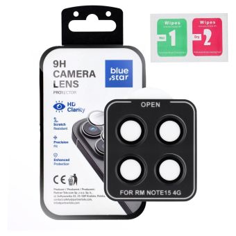 Ochranné sklo na fotoaparát Blue Star Camera Lens Protector Easy Install Xiaomi Redmi Note 15 4G čierne