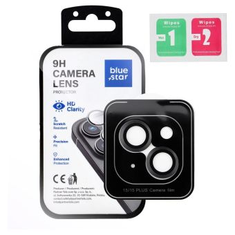 Ochranné sklo na fotoaparát Blue Star Camera Lens Protector Easy Install Apple iPhone 15/15 Plus čierne