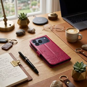 Obal MEZZO Book Apple iPhone 17 mačky červený