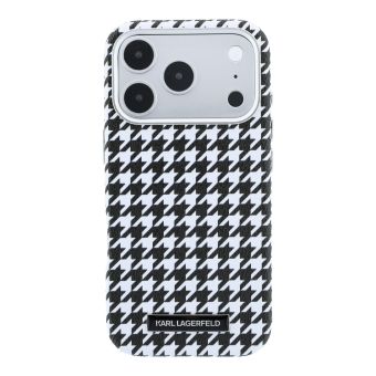 Obal Karl Lagerfeld PU Houndstooth Resin Plate MagSafe Apple iPhone 17 Pro KLHMP17L6PFPDPK čierny