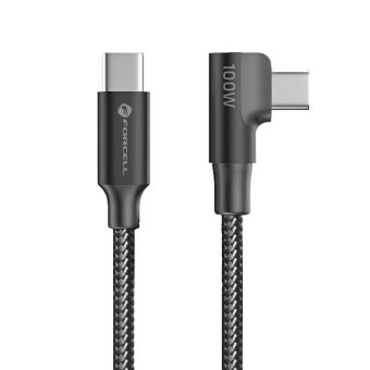 Forcell F-Energy Cafule 90° CC-1Deg, USB-C/USB-C, QC4.0 PD 5A 100W, 1.2m, čierny
