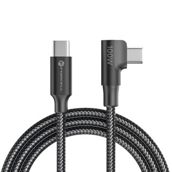 Forcell F-Energy Cafule 90° CC-1Deg, USB-C/USB-C, QC4.0 PD 5A 100W, 1.2m, čierny