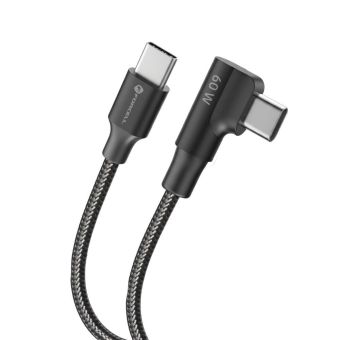 Forcell F-Energy Cafule 90° CC-1Deg, USB-C/USB-C, QC4.0 PD 3A 60W, 1.2m, čierny