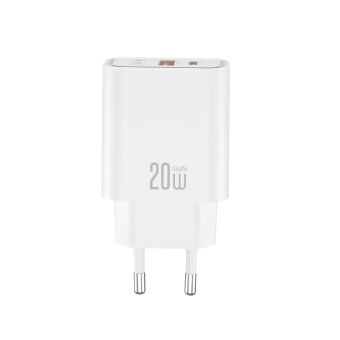 Nabíjačka XO CE40 PD 20W 1x USB-C 1x USB  Plus kábel USB-C - USB-C - biela