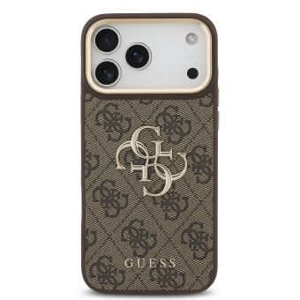 Obal Guess PU Leather 4G Metal Logo Gold Frame Apple iPhone 18 Pro Max GUHCP18X4GMGCBR hnedý