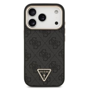 Obal Guess PU Leather 4G Strass Triangle Logo Gold Frame MagSafe Apple iPhone 18 Pro GUHMP18LP4GTDGMK čierny