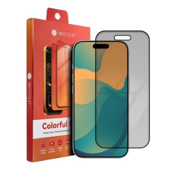 Ochranné sklo Bestsuit Flexible Hybrid 5D Colorfull Privacy 180 Apple iPhone 15 purpurové