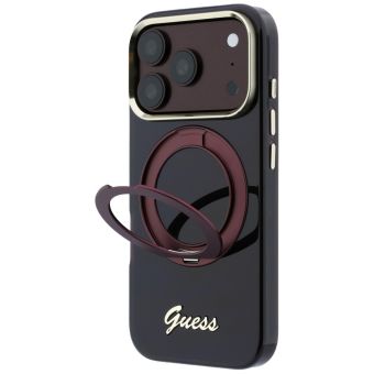 Original Guess IML Ring Stand 360 Script Metal Logo MagSafe iPhone 17 Pro/18 Pro burgundy