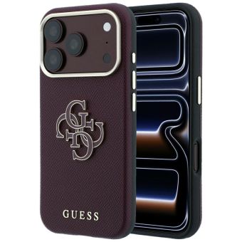 Original Guess Grained & Big Resin Logo iPhone 17 Pro Max/18 Pro Max burgundy