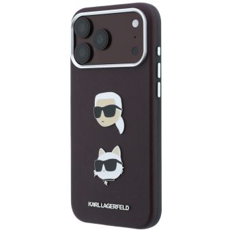 Originál Karl Lagerfeld SaffianoKarl & Choupette Heads Pins & Logo iPhone 17 Pro/18 Pro burgundy