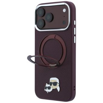 Originál Karl Lagerfeld Ring Stand 360 Karl & Choupette Heads Pin MagSafe iPhone 17 Pro/18 Pro burgundy