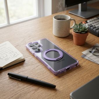 Case for Xiaomi Redmi 17 4G / 5G Frame Circle Stand compatible with MagSafe purple