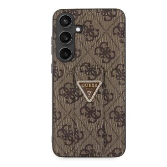 Obal Guess PU Grip Stand 4G Strass Triangle Metal Logo Samsung Galaxy S24+ 5G S926 GUHCS24MPGS4TDW Brown