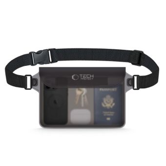 Vodotesné púzro na mobil a doklady Tech-Protect UWP10 univerzálne black/clear