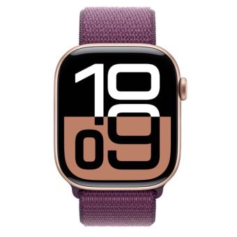 Apple Watch Series 10 GPS 46mm Rose Gold Aluminium Case with Plum Sport Loop