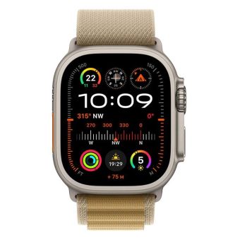 Apple Watch Ultra 2 GPS + Cellular 49mm Natural Titanium Case with Tan Alpine Loop - Small