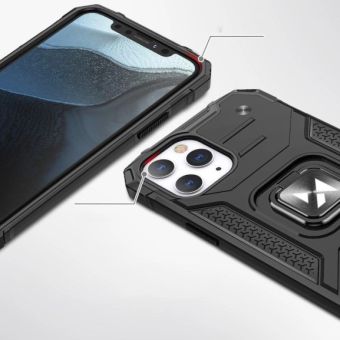 Obal Rugged Ring Armor Apple iPhone 13 strieborný