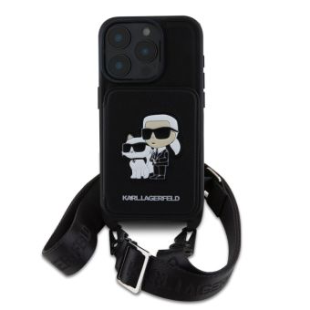 Obal Karl Lagerfeld Saffiano Crossbody Karl and Choupette Apple iPhone 16 Pro KLHCP16LCSAKCPMK Black