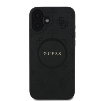 Guess Saffiano Peony Stamp MagSafe Apple iPhone 16 GUHMP16SPSAPSMEK Black