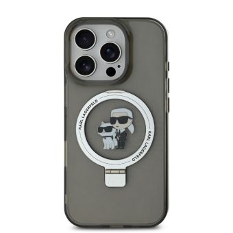 Obal Karl Lagerfeld Ringstand Karl and Choupette MagSafe Apple iPhone 16 Pro Max KLHMP16XHMRSKCK Black