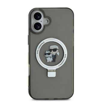 Obal Karl Lagerfeld Ringstand Karl and Choupette MagSafe Apple iPhone 16 KLHMP16SHMRSKCK Black