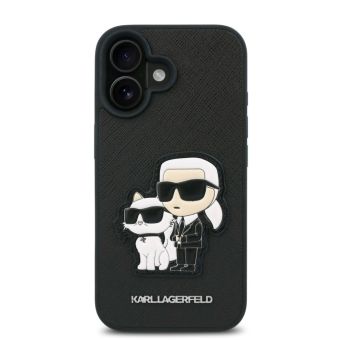 Obal Karl Lagerfeld PU Saffiano Karl and Choupette Apple iPhone 16 Plus KLHCP16MSANKCPK Black
