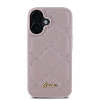 Obal Guess PU Leather Quilted Apple iPhone 16 GUHCP16SPSQSQSP Pink