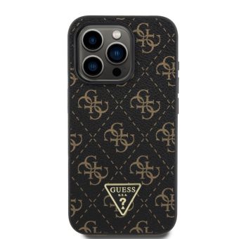 Obal Guess PU Leather 4G Triangle Metal Logo Apple iPhone 16 Pro Max GUHCP16XPG4GPK Black